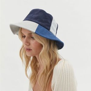 Urban Outfitters Arlo Patchwork Bucket Hat Multi Denim-Blue Color OS